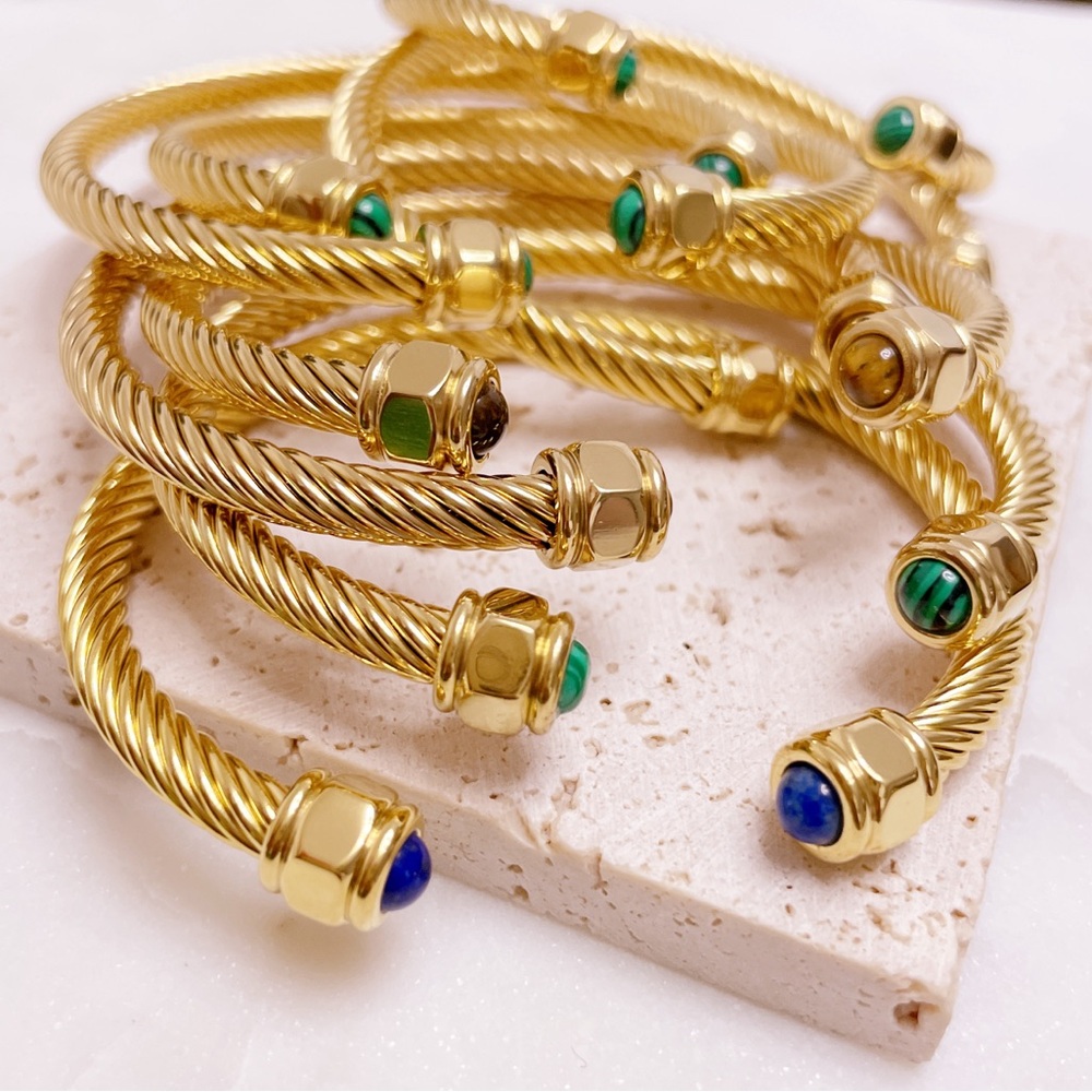 Stainless Steel Natural Stone Gold Bracelet